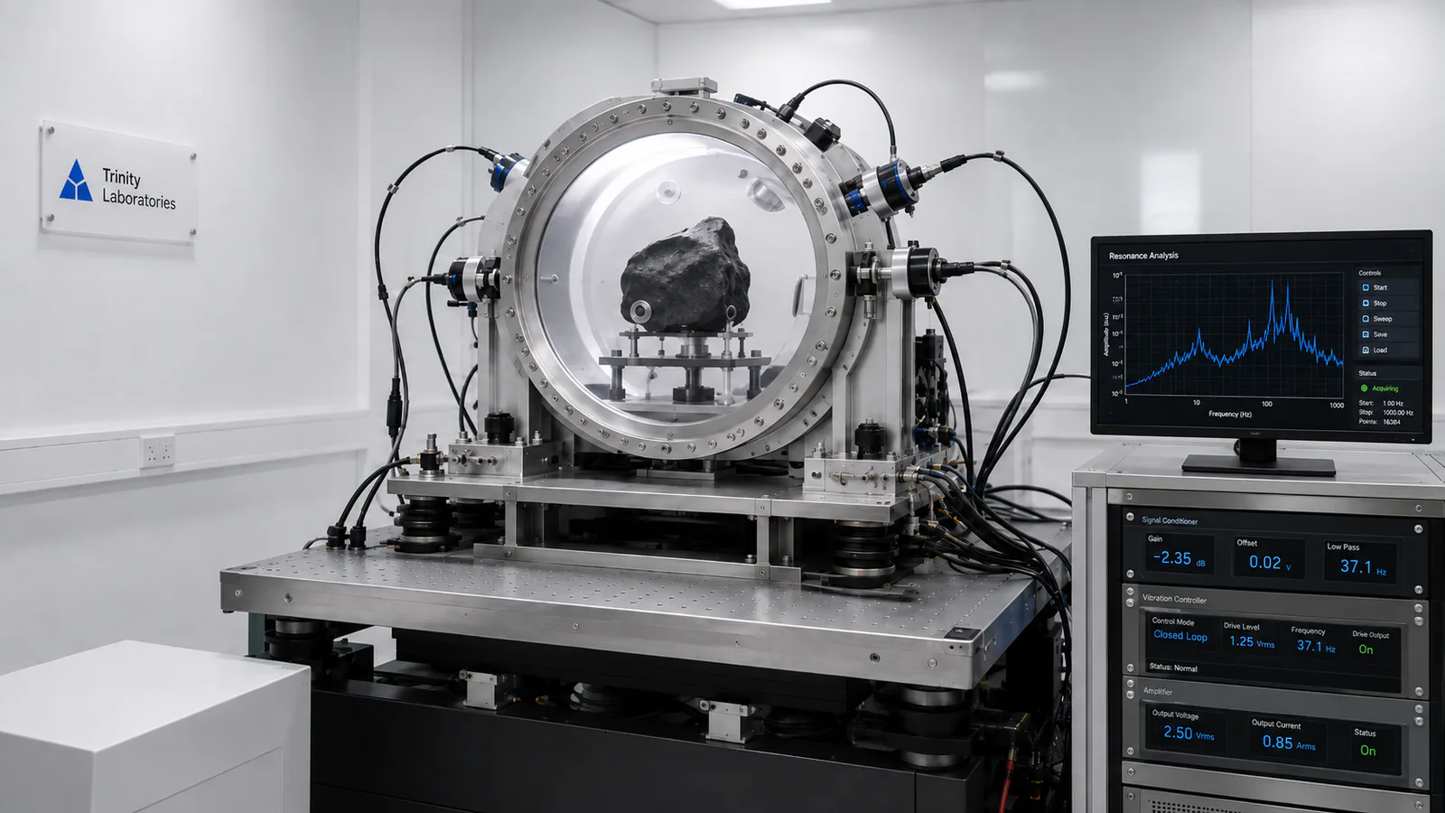 Instrumented testing equipment prepared for a controlled laboratory evaluation